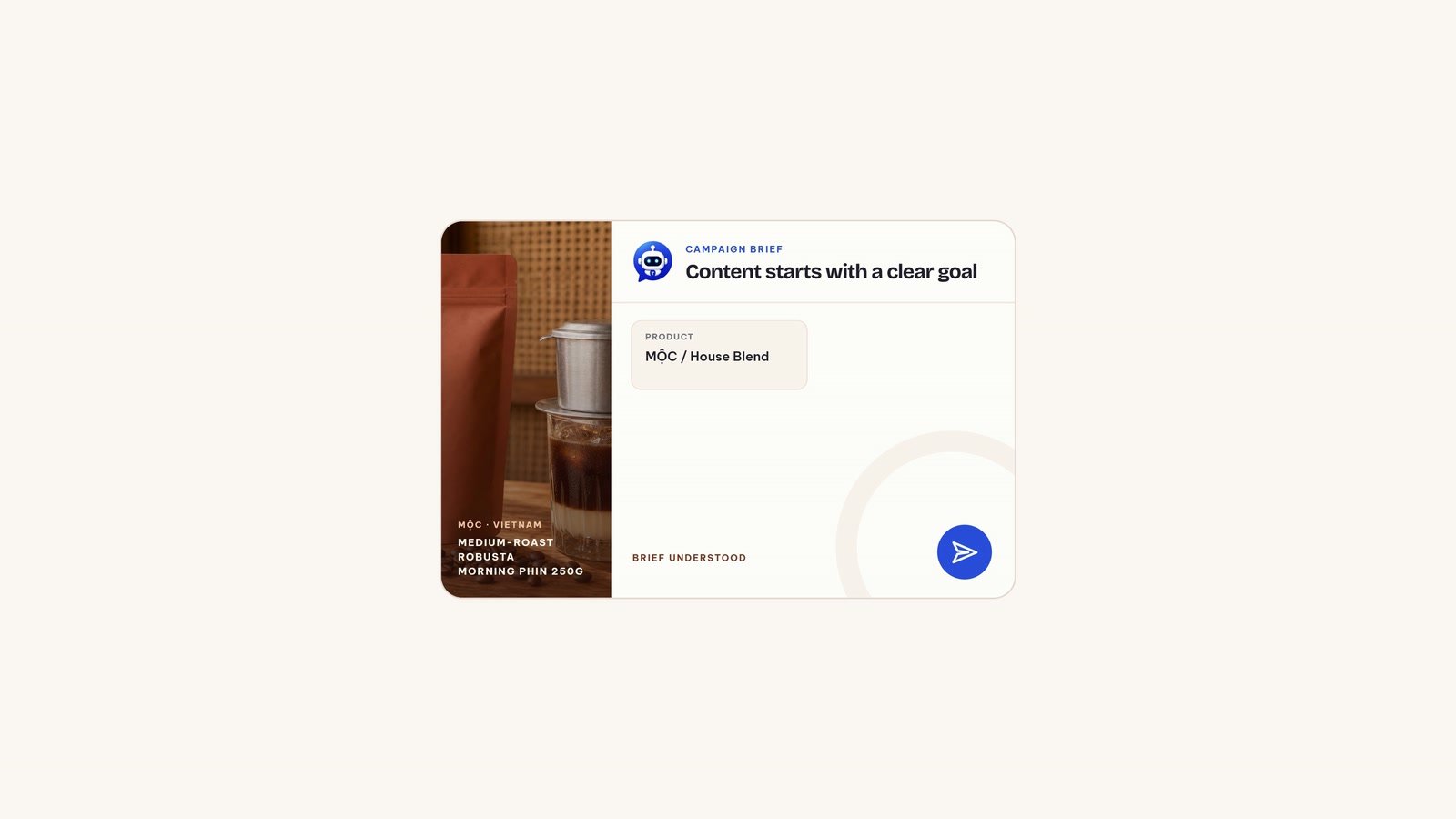 Illustration of a brief turned by AI into multi-channel content and customer signals